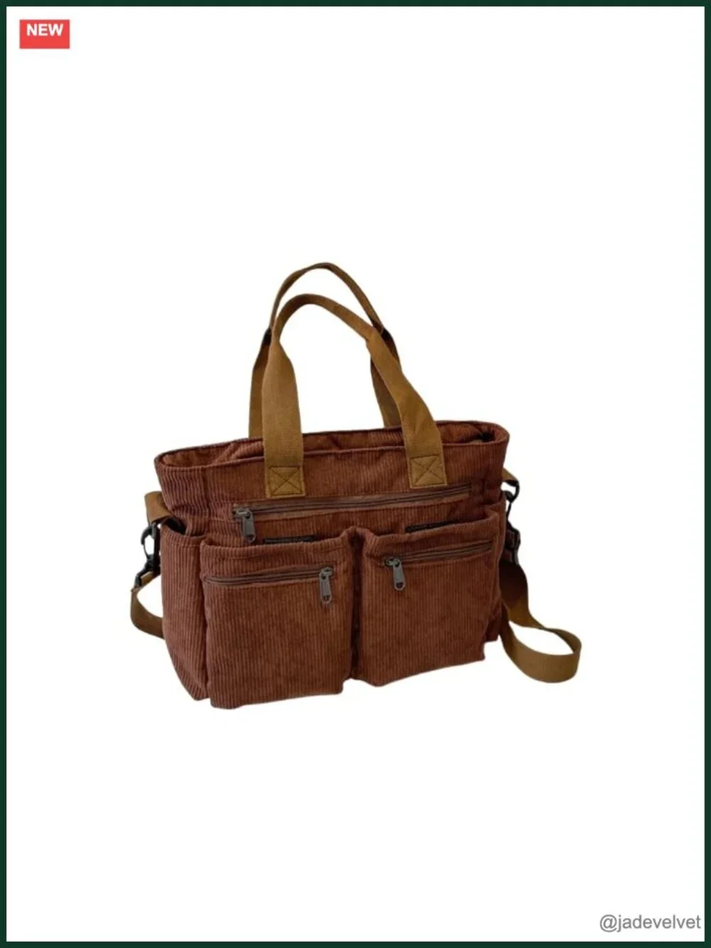 Corduroy Tote Bag Crossbody with Multiple Pockets Shoulder Bag Work Travel